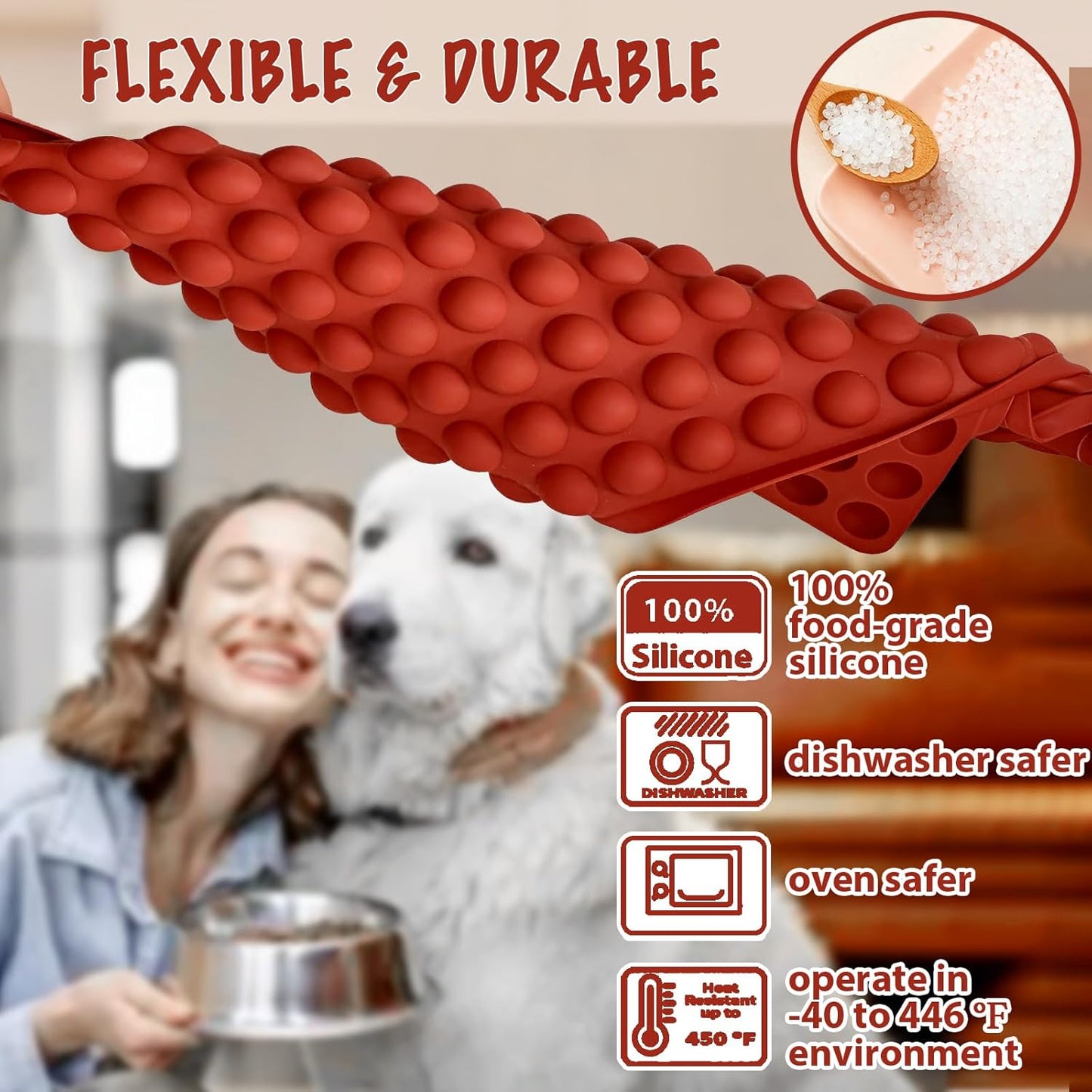 HKNMTT Mini Semi Sphere Shape Molds Silicone, 296 Cavities Round Baking Moulds for Dog Treats Snack Candy Chocolate Chip Cookie Wax Yogurt Melts, Oven Safe Small Half Ball Pellet Sheets