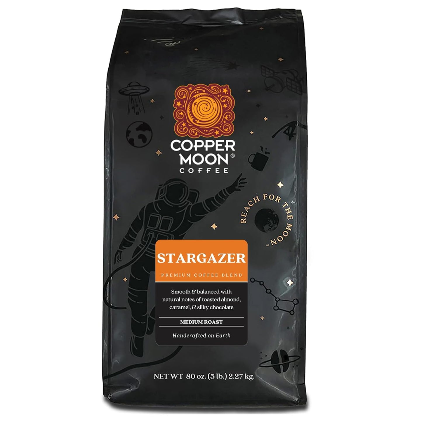 Copper Moon Medium Roast Whole Bean Coffee, Stargazer Blend, 5 Lb