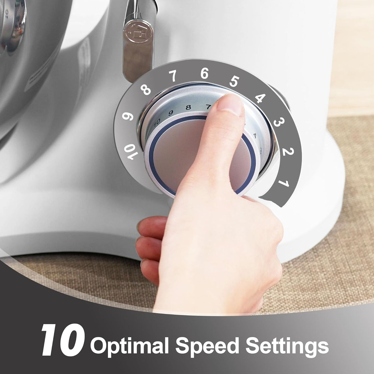 Kitchen in the box 7QT 900W 10-Speed Stand Mixer, Tilt-Head Kitchen Electric Mixer with Dough Hook, Whisk & Flat Beater(Frost White)