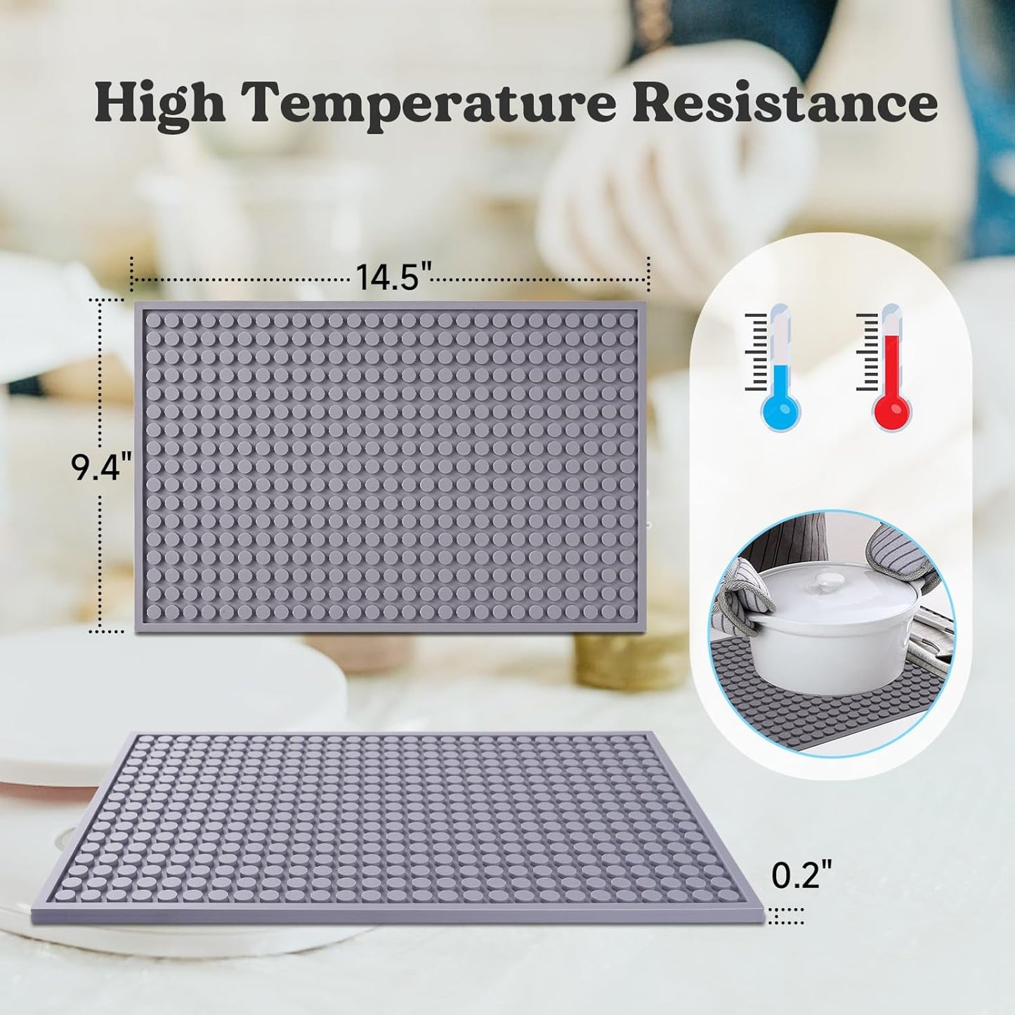 LET'S RESIN Resin Collector Mat, Easy Clean & Silicone Heat Resistant Mats 14.5'' x 9.4'', Non-Slip Multipurpose Thick Silicone Mats for Resin Molds, Epoxy Resin, Cup Turner, Kitchen Counter, Placemat