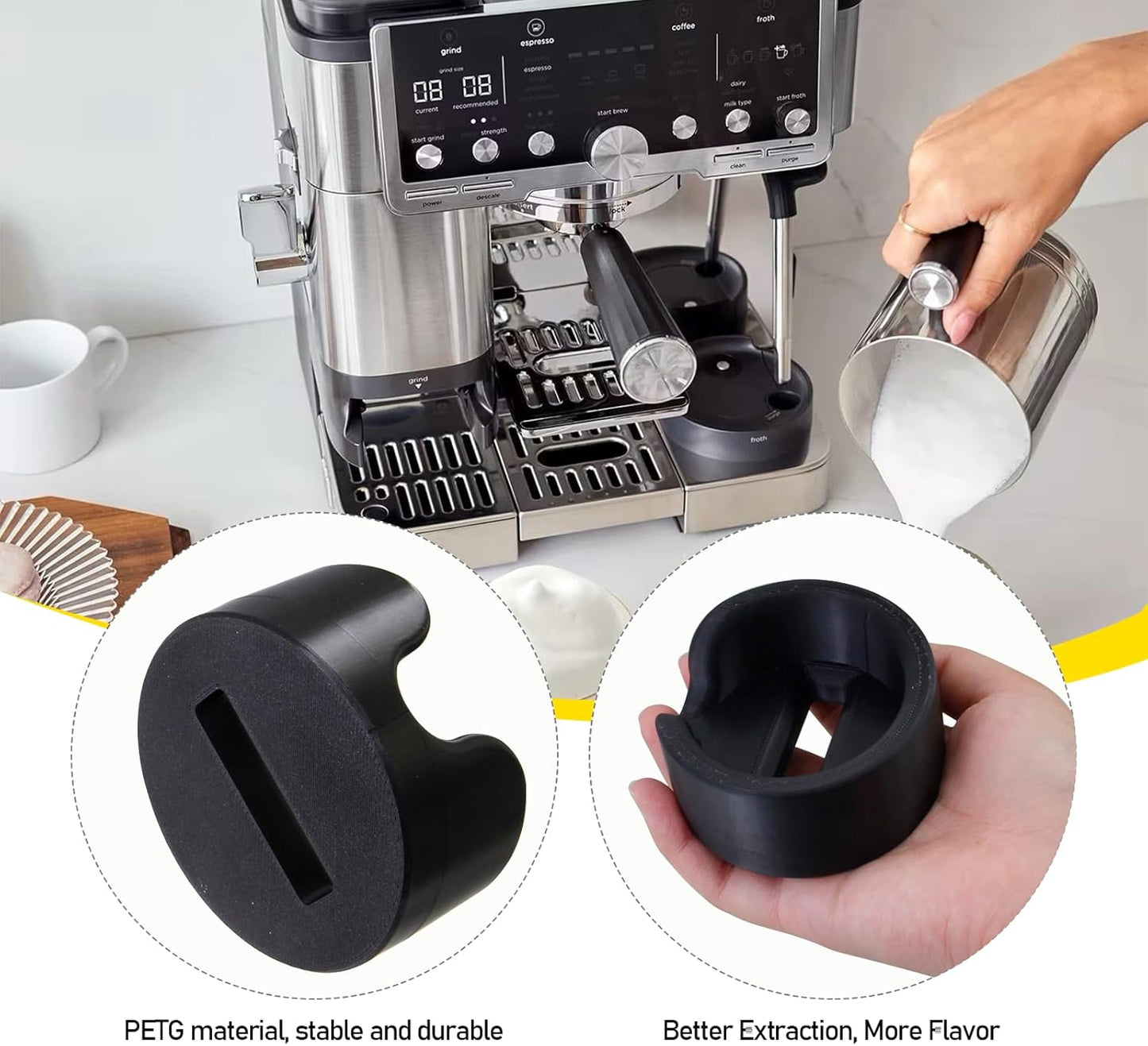 Coffee Tamper Base for Ninja Espresso ES601 | Portafilter Stabilizer Stand | Improves Espresso Tamping Stability & Extraction | Anti-Slip PETG Base | Compatible with Ninja Luxe Cafe Machine