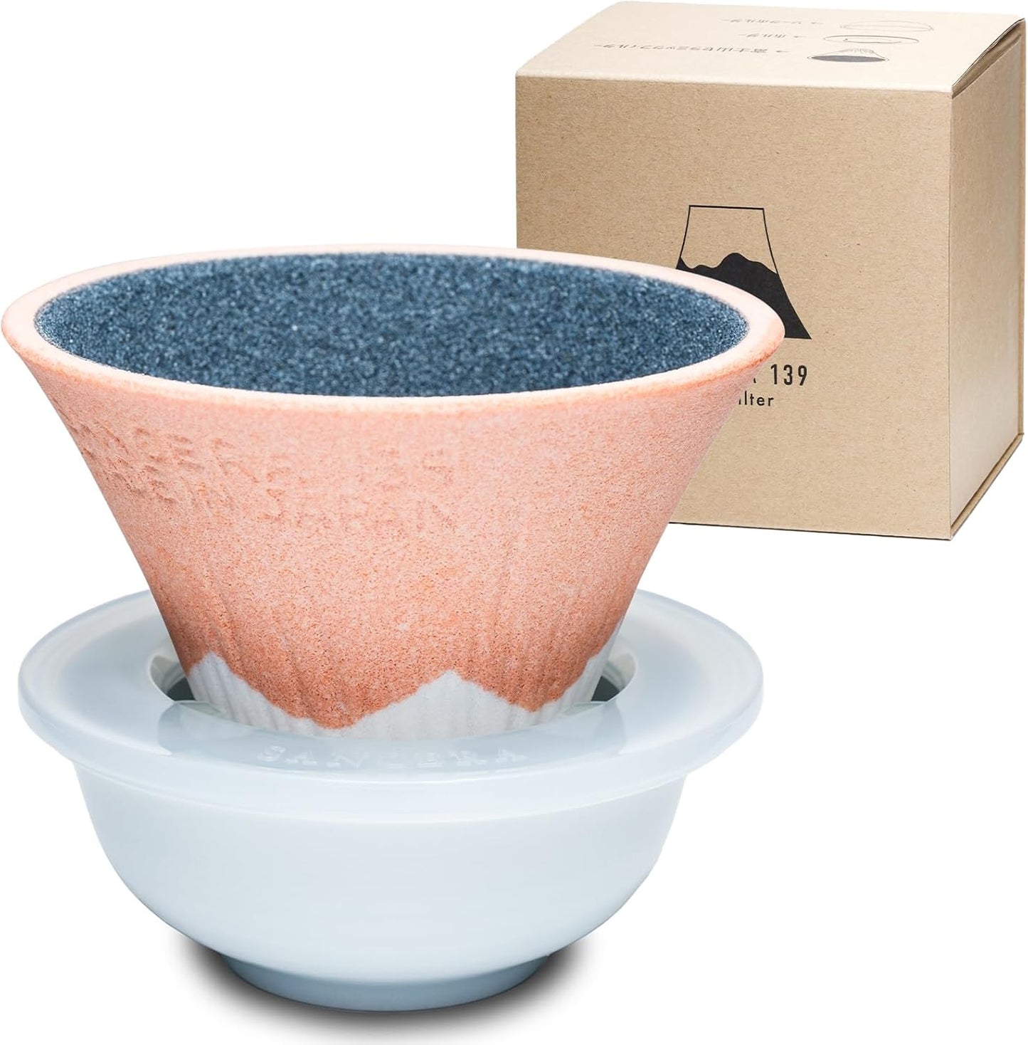 Ceramic Reusable Coffee Filter Dripper Paperless Sustinable Mt. Fuji Made in Japan (Orange)