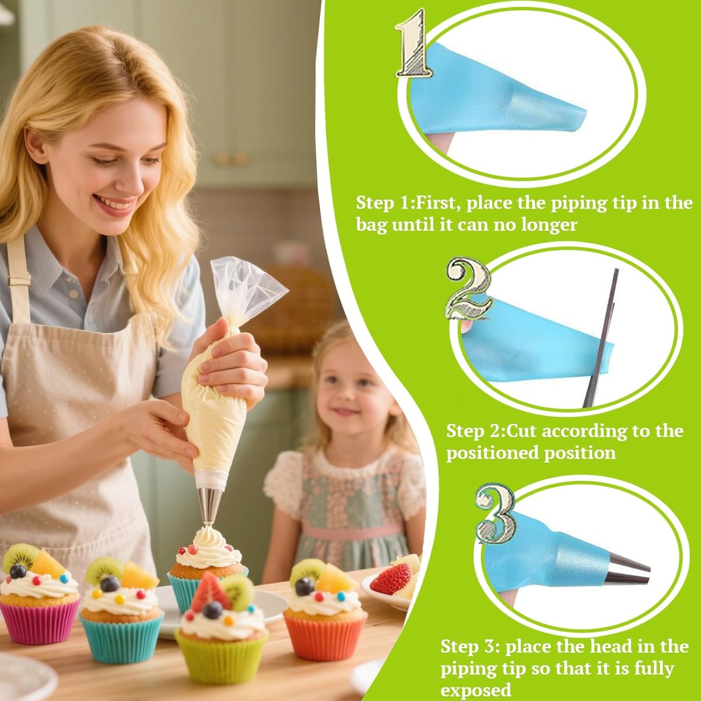 Suuker Round Hole Piping Tips Set, 6 Pieces Stainless Steel Small Piping Tips, Pastry Icing Dispensers Supplies, Cupcake Tips for Frosting, Baking, Cake Writing Icing