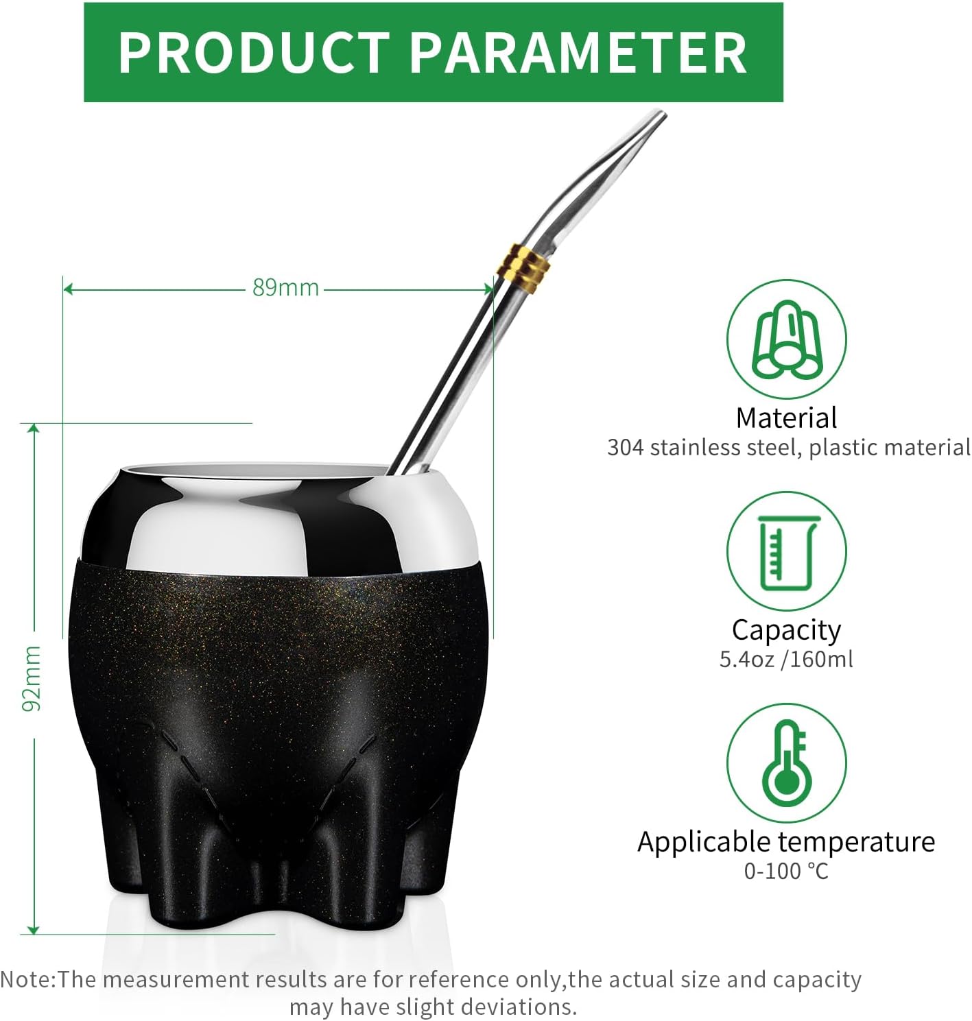 Premium Yerba Mate Cup 5 in 1 Set, Including Stainless Steel Gourd (Glitter Stars, Cute Elephant Style) Bombilla Straw, and Tea Shaper Set, 5.4oz, Gift for Women Drinking Coffee Tea Water