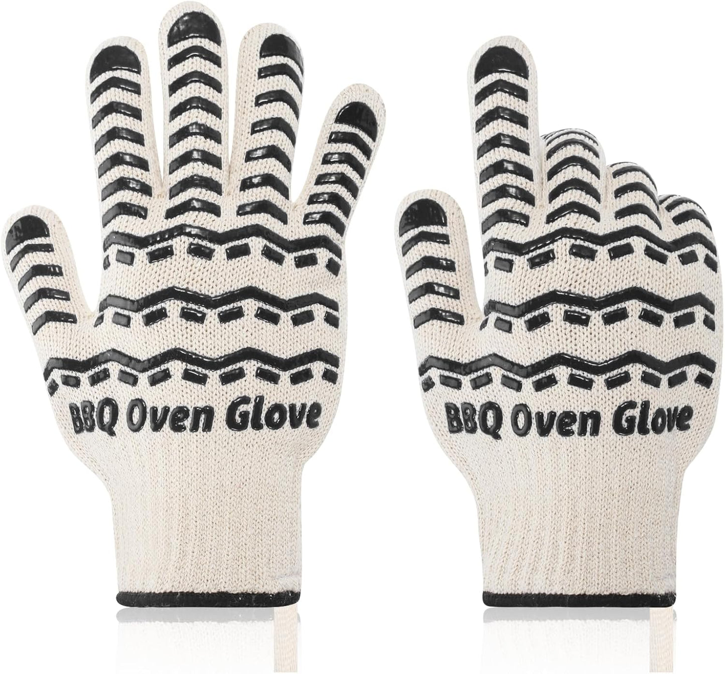 BBQ Gloves 932℉ Heat Resistant Oven Gloves, Cooking Gloves for BBQ, Grilling, Baking,Cutting, Smoker Fireplace-1 Pair (Black)