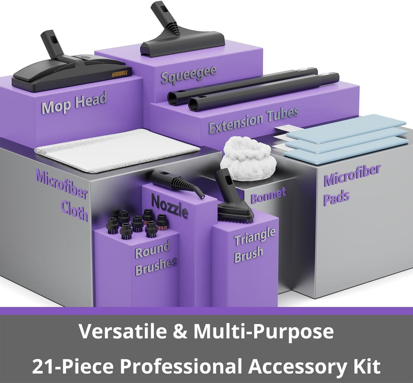 Steam Cleaner: 1650W, Fast 50-Sec Heat-Up-21-Piece Kit Refill Anytime-No Cooling-Detachable Hose Steamer Mop for Home Use Car Bed Furniture Bathroom Tile Grout Floor Cleaning And More Pink