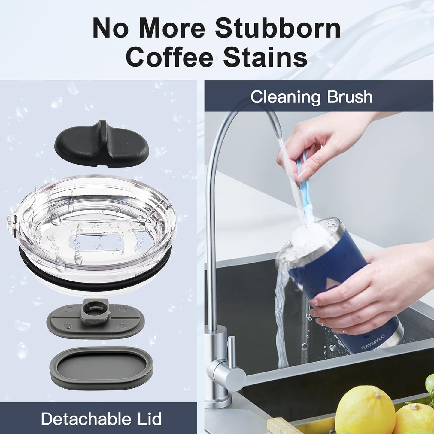 20 oz Coffee Tumbler - Insulated Stainless Steel Travel Mug for Hot/Cold, Spill Proof with BPA-Free Detachable Lid, Coffee Cup Fits Most Car holder, Includes Chic Stickers, Navy Blue