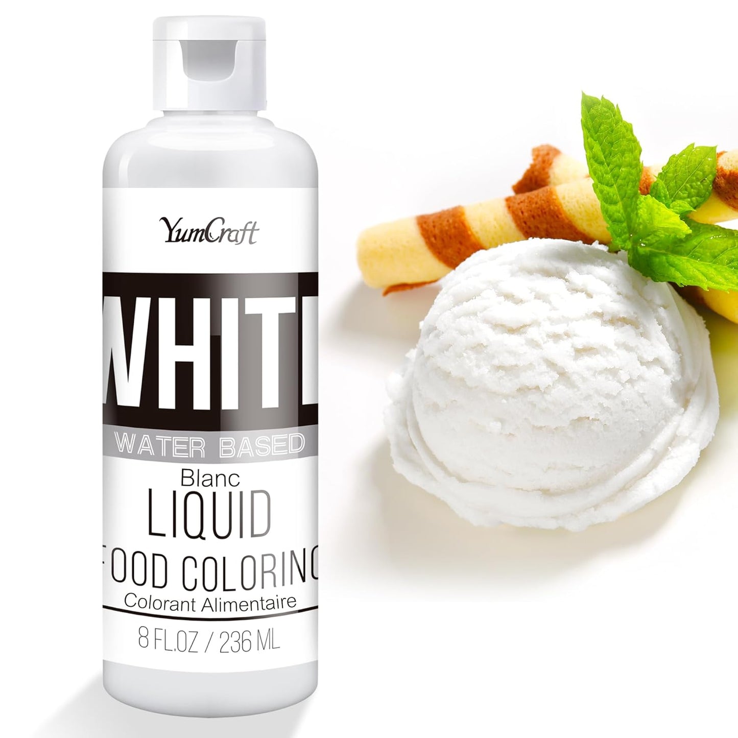 Food Coloring Liquid - Vibrant Color Food Coloring for Cake Decorating, Baking, Easter Egg, Icing - Tasteless Food Color Dye for Fondant, Cooking, Slime, Airbrush (White, 8 Fl.oz)