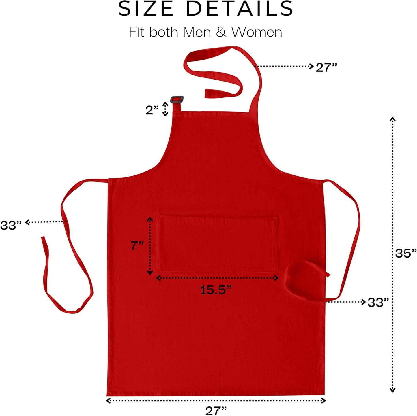 RAJRANG 100% Cotton Cooking Apron with 3 Pockets Kitchen Chef BBQ Adjustable Bib Aprons for Women Men