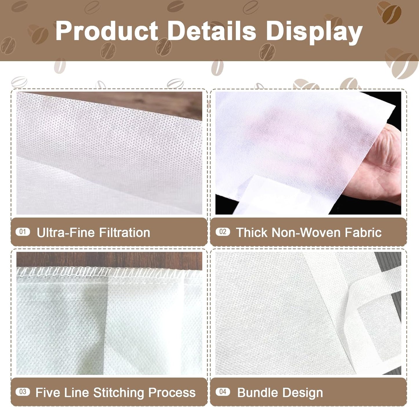 100 Pack Commercial Cold Brew Coffee Filters for 5 Gallon Buckets, 20" X 20" Commercial Cold Brew Bags for Commercial Model Cold Brew Coffee Makers, Brew Up To 5 LBS Coffee