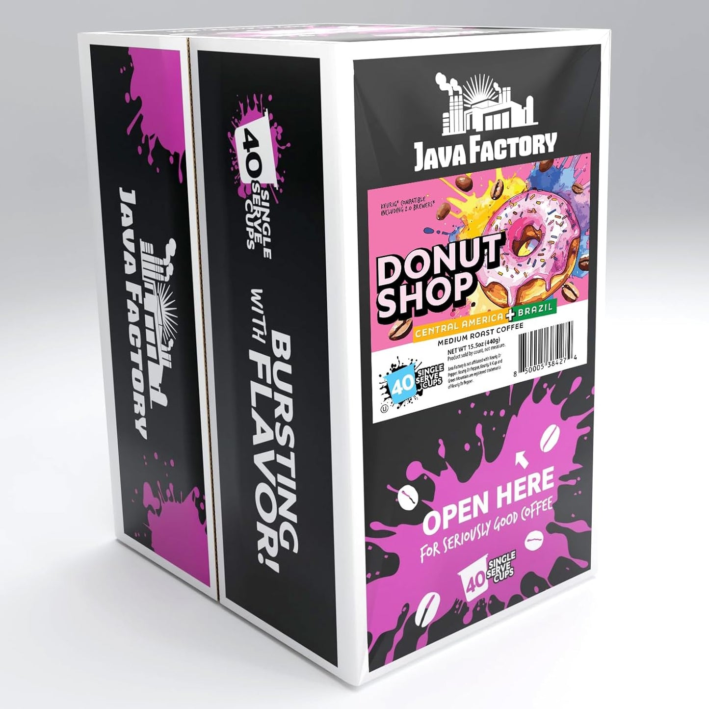 Donut Shop Blend by Java Factory, Medium Roast Coffee Pods for Keurig K Cup Brewers, 80 Count