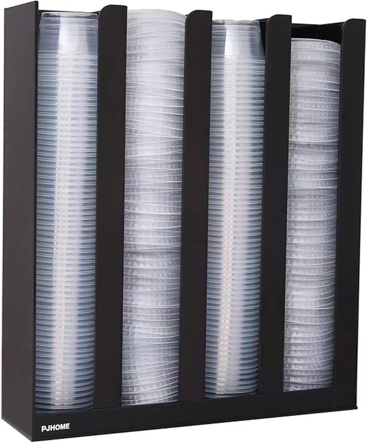 PJHOME Portion Sauce Cup Lid Organizer 4 Compartments Plastic Sauce Cup Holder for Counter Wall Mount Disposable Cup and Lid Storage Restaurant Supplies