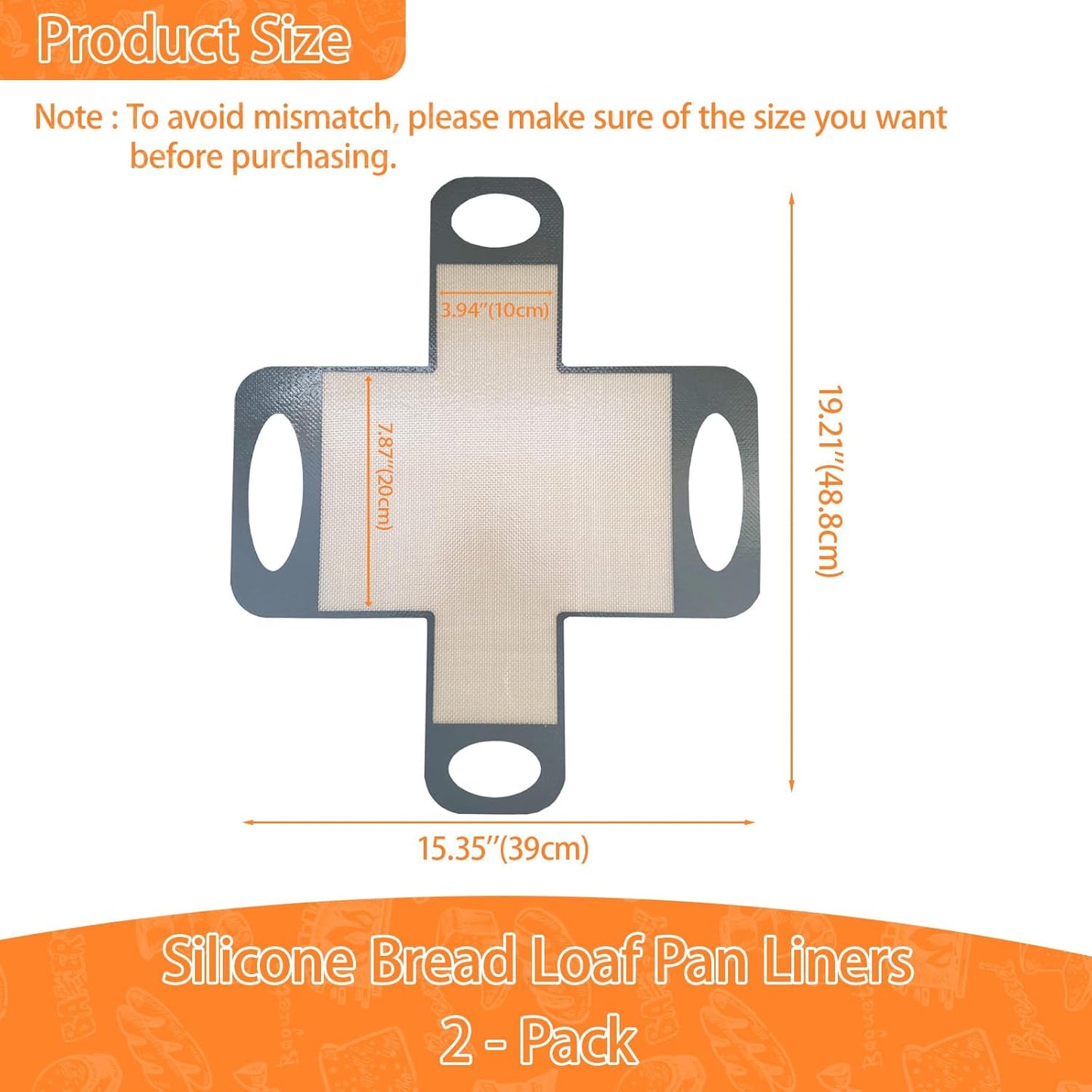 2PCS Reusable Silicone Bread Loaf Pan Liner, Food-Grade Silicone Bread Sling, Sourdough Bread Baking Mat, Loaf Pan Lifters, Non-Stick &Easy Clean Dough Transfer Tool, Fits 9x5 or 1.5lb Loaf Pans,Grey