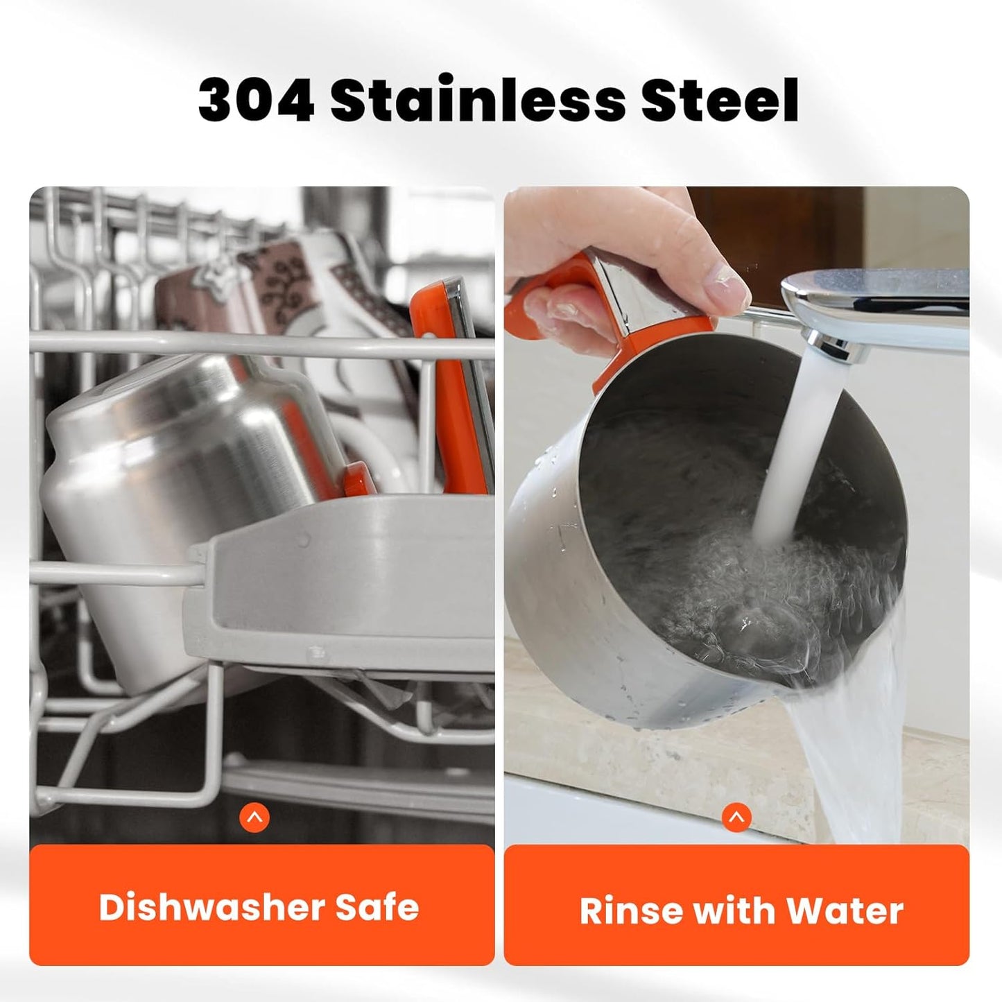 Stainless Steel Milk Frother for Coffee, 3-in-1 Electric Milk Warmer & Foam Maker, 12oz Hot Cold Frothing, Thick Foam for Macchiatos, Cappuccinos (Orange)