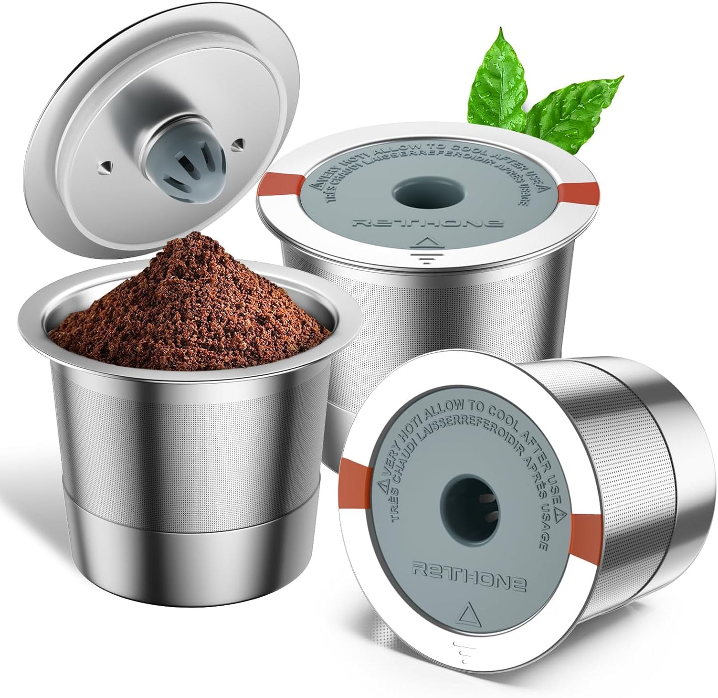 RETHONE Reusable K Cups for Keurig:Refillable K Cups Coffee Pods for Keurig 1.0 & 2.0 Coffee Machine,Stainless Steel Coffee Filters-SUS 304‌, Easy to Clean,Lid-Body Tight Seal