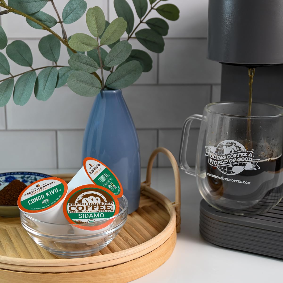 Fresh Roasted Coffee, USDA Organic Variety Pack | 96 Pods for K Cup Brewers