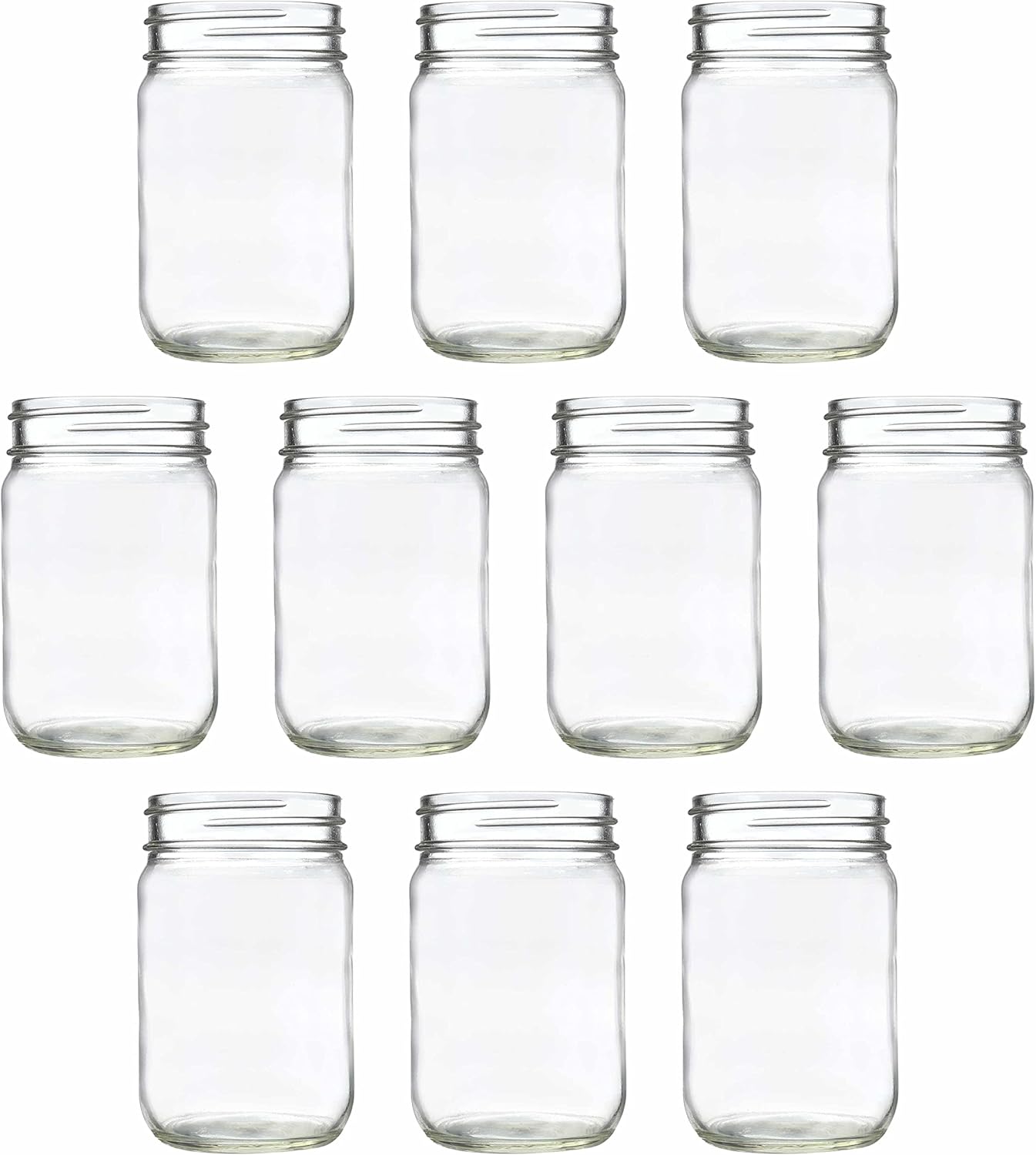 DISCOUNT PROMOS Decorating Mason Jars 12 oz. Set of 10, Bulk Pack - Glass Jars for Overnight Oats, Candies, Fruits, Pickles, Spices, Beverages - Clear