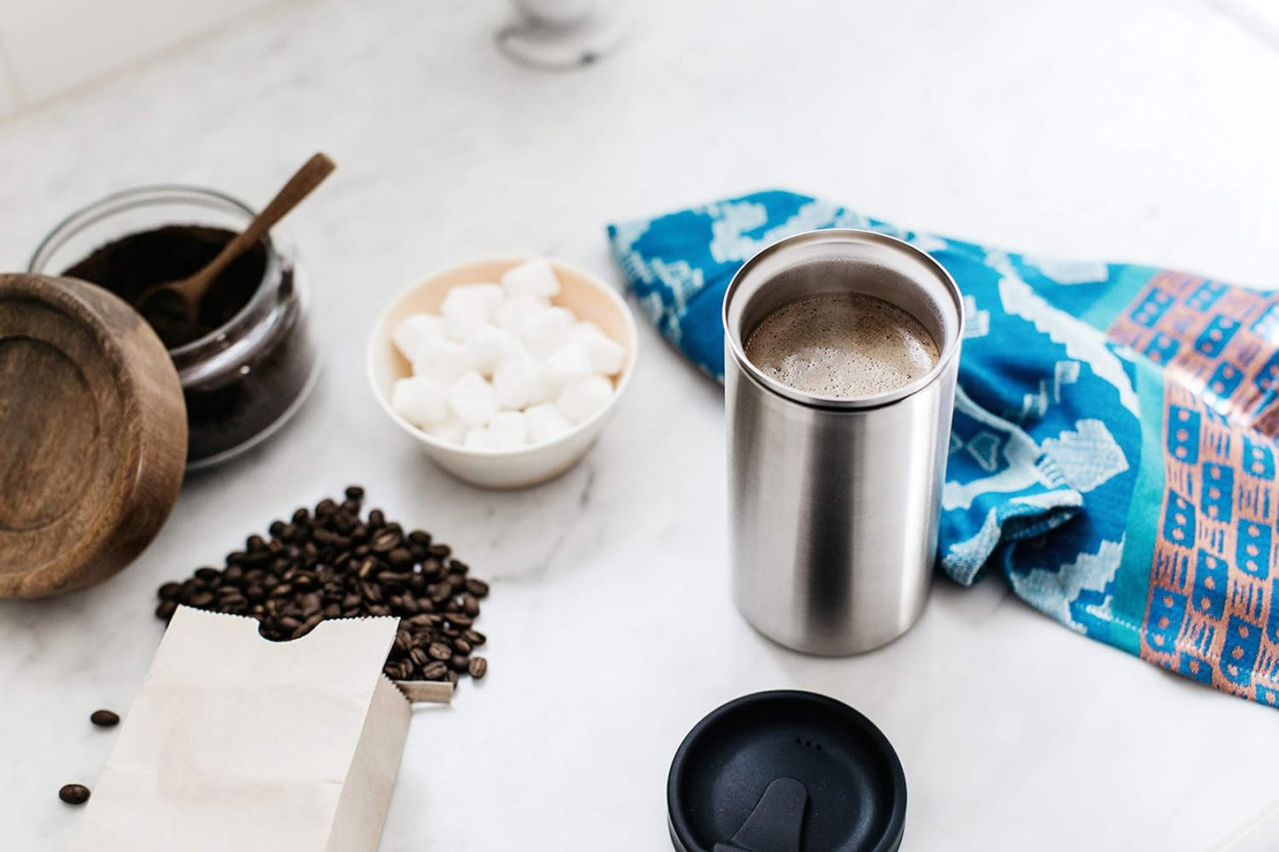 PRESSE by Bobble French Coffee Press And Insulated Stainless Steel Travel Tumbler for On-The-Go Brewing - 13 oz (Black)