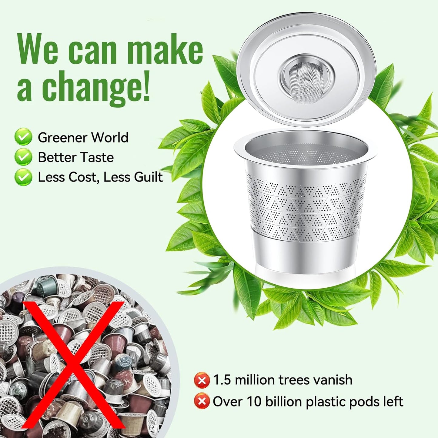 CAPMESSO Reusable K-Cups for Keurig 1.0: Stainless Steel Refillable Coffee Pods - Universal Metal Coffee Filter for Keurig Coffee Maker, Dual-mesh for Richer Coffee NO Sediment, Eco-Friendly (4 Pack)