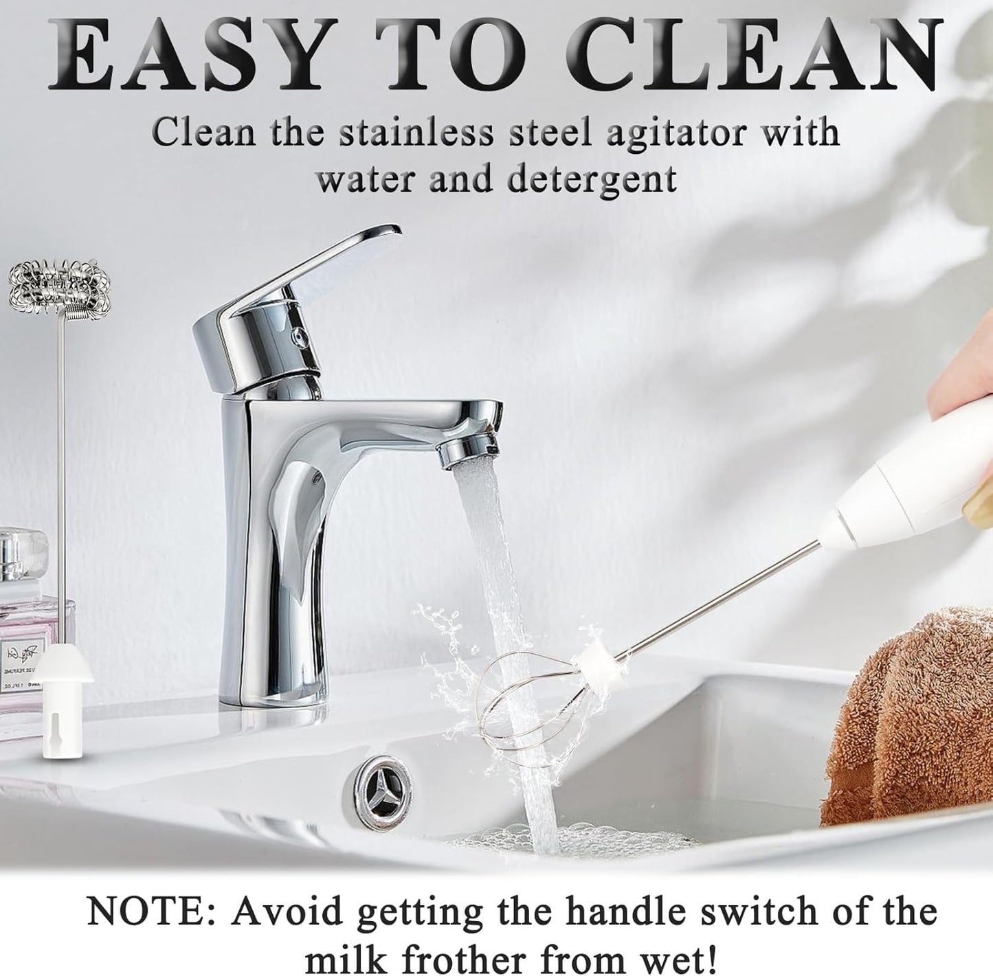 Double Whisk Milk Frother Handheld USB-C Rechargeable Electric Drink Mixer White,3 Speeds Adjustable Coffee Foamer Drink Whisk for Lattes, Matcha, Hot Chocolate, Egg, Matcha