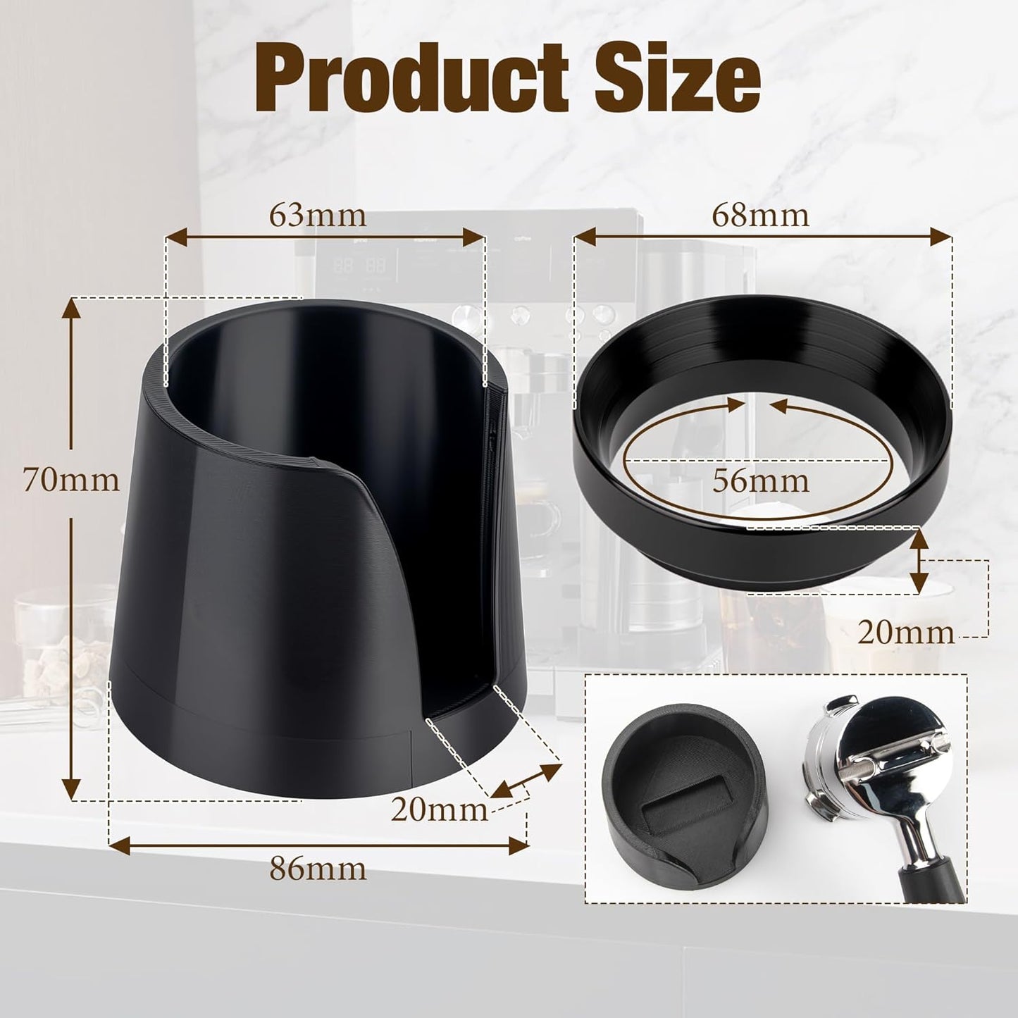 Coffee Tamper Base for Ninja Luxe Cafe Espresso ES601, Portafilter Holder Tamp Station and Coffee Powder Dosing Rings Funnel for Ninja Cafe Accessories, Sturdy Non-slip for Home Espresso Coffee