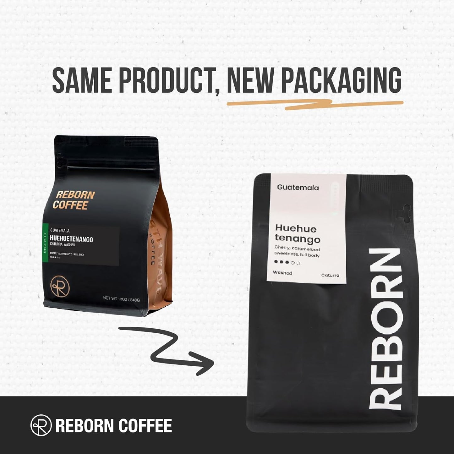 Reborn Coffee Specialty Whole Bean Coffee, Medium Roast, 12 Ounce, Guatemala Huehuetenango, Flavor Notes of Cherry, Caramelized, and Full Body