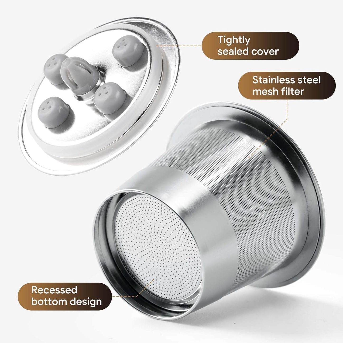 Stainless Steel Reusable K Cups for K eurig Supreme & Supreme Plus, Reusable K Cups Five Hole Universal K-eurig Refillable Coffee Pod Filter (1 Pack)