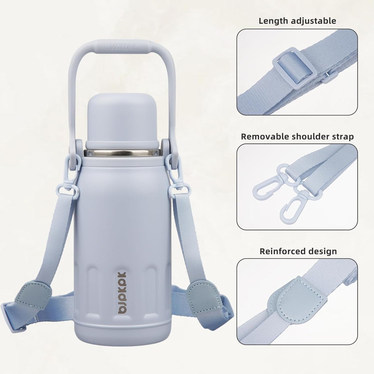 BJPKPK Insulated Thermos Water Bottle with Handle and Lid 27oz Stainless Steel Water Bottles Double Wall for Cold and Hot Beverages,Blue Haze