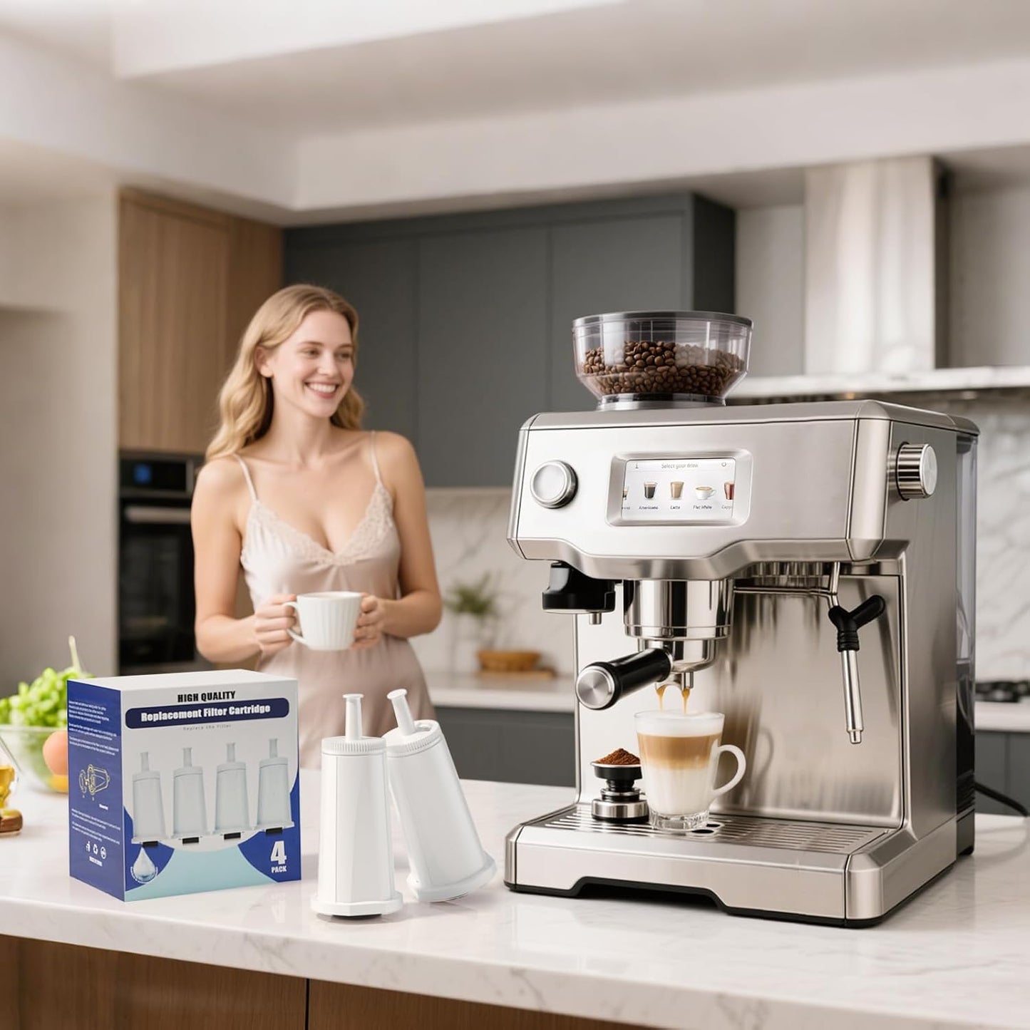 Replacement Water Filter for Breville Espresso Machine Barista Touch Bes880, Barista Pro BES878, Oracle Touch BES990, Oracle BES980, Dual Boiler BES920 Bambino ClaroSwiss Sage, Pack of 6