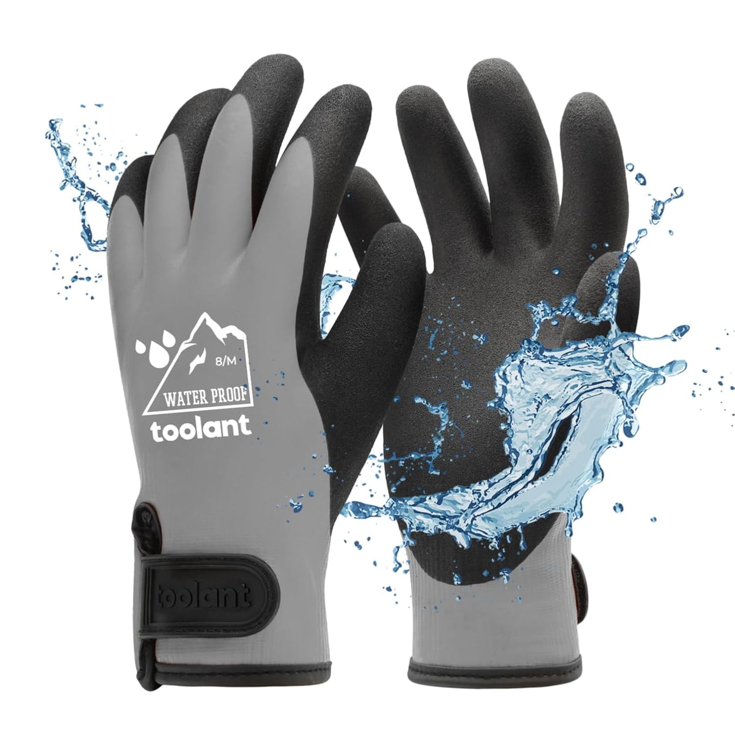 100% Waterproof Gloves for Men and Women, Winter Work Gloves for Cold Weather, Touchsreen, Thermal Insulated Freezer Gloves, With Grip, Grey, Medium