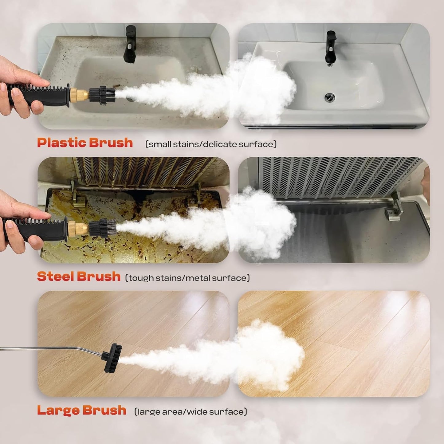 Moongiantgo Handheld Steam Cleaner, 2500W High Pressure Steamer for Cleaning, Portable Pressurized Cleaning Machine for Home Kitchen Car Detailing Grout Tile Bathroom with 1200ml Water Tank (White)