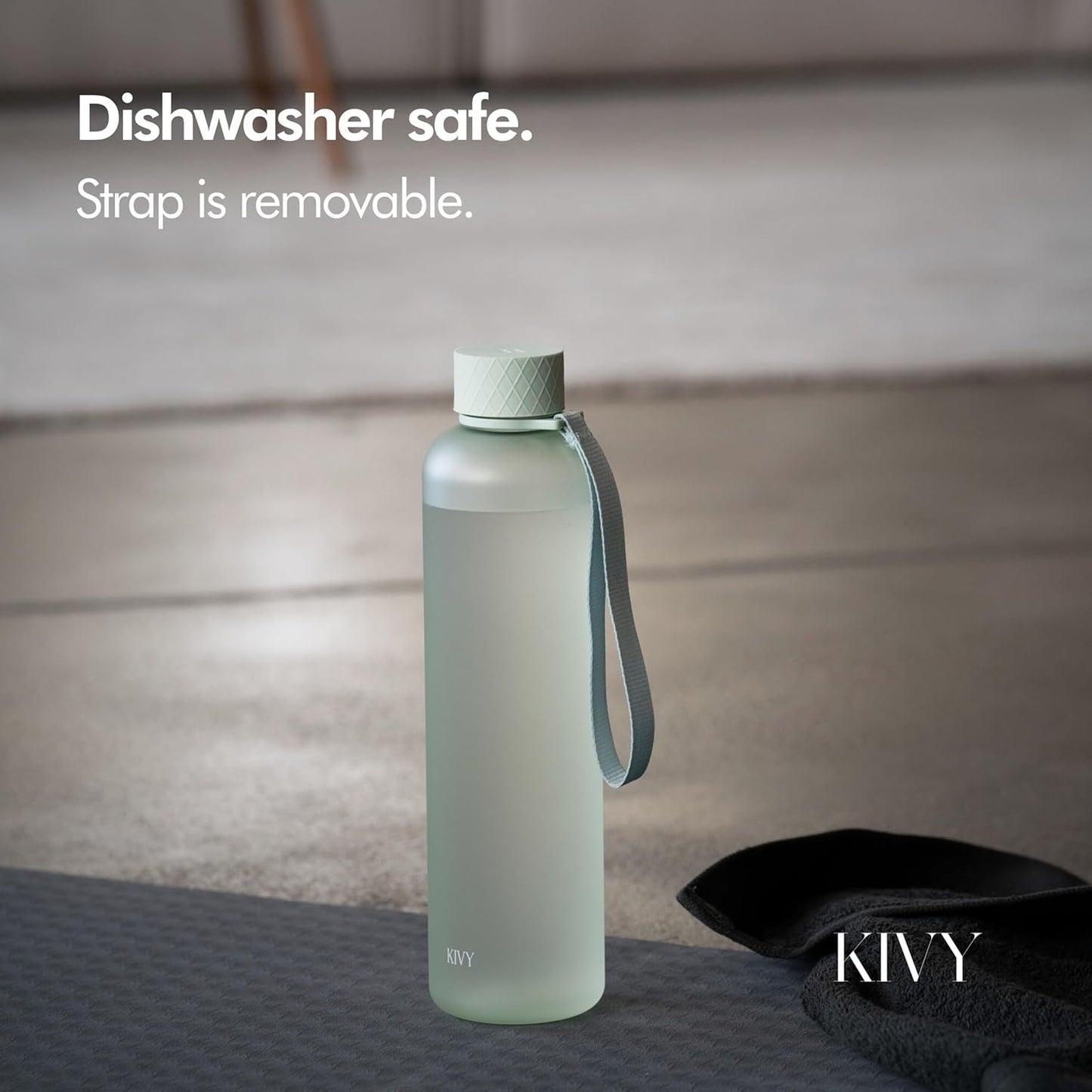KIVY Slim Water Bottle 32oz [Lightweight & Shatterproof] Fits Backpack & Cupholder for Travel, Sports, School, Gym - Sage green water bottle no straw - Gym water bottle screw top - Dishwasher Safe