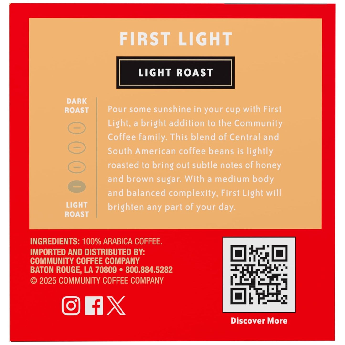 Community Coffee First Light, 12 Keurig Coffee Pods, Light Roast, Compatible with all K-Cup Brewers, 12 Count (Pack of 1)