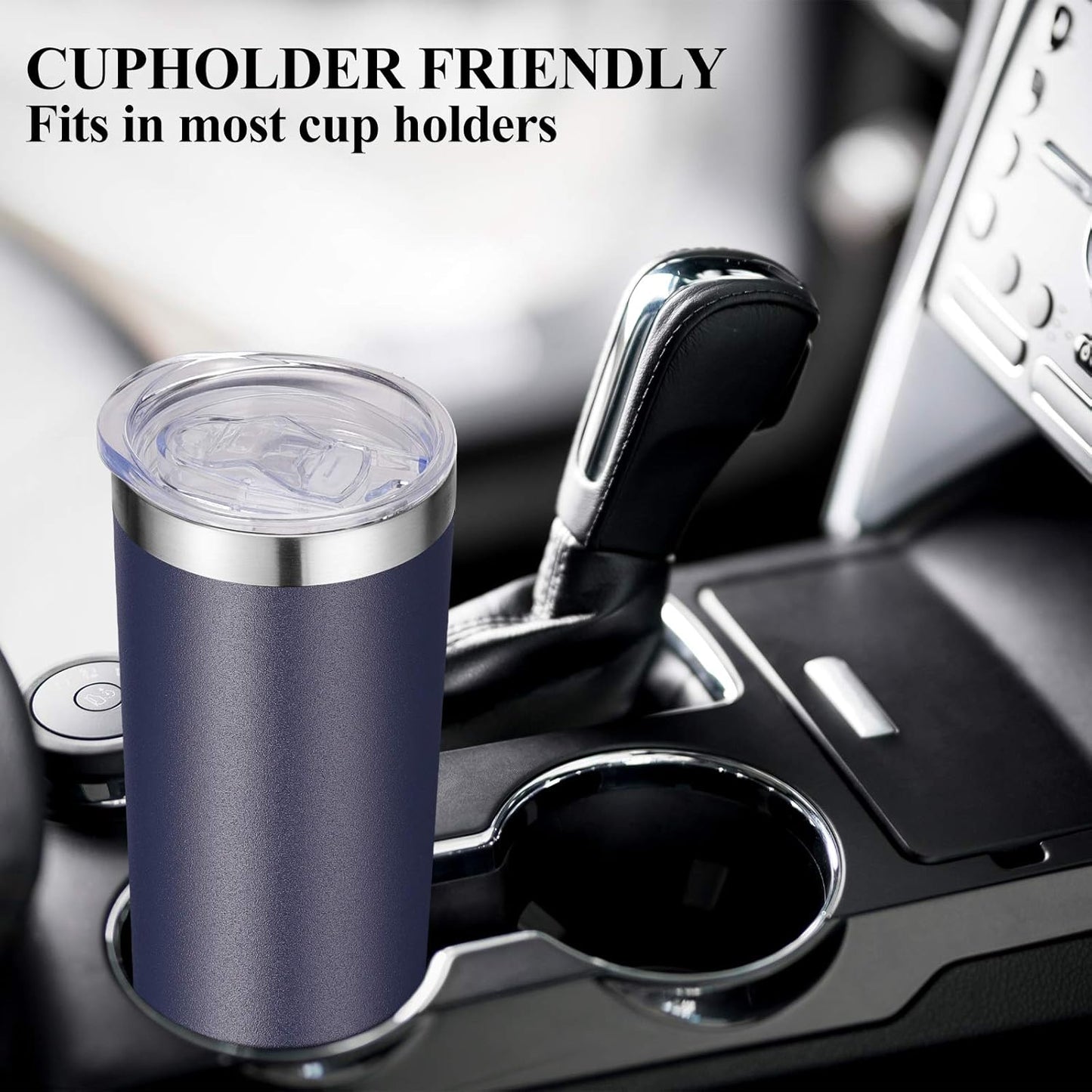 VEGOND Stainless Steel Tumblers Bulk 8 Pack, 20 oz Vacuum Insulated Skinny Tumblers with Lid and Straw, Double Wall Coffee Mug, Travel Water Cup, Navy Blue