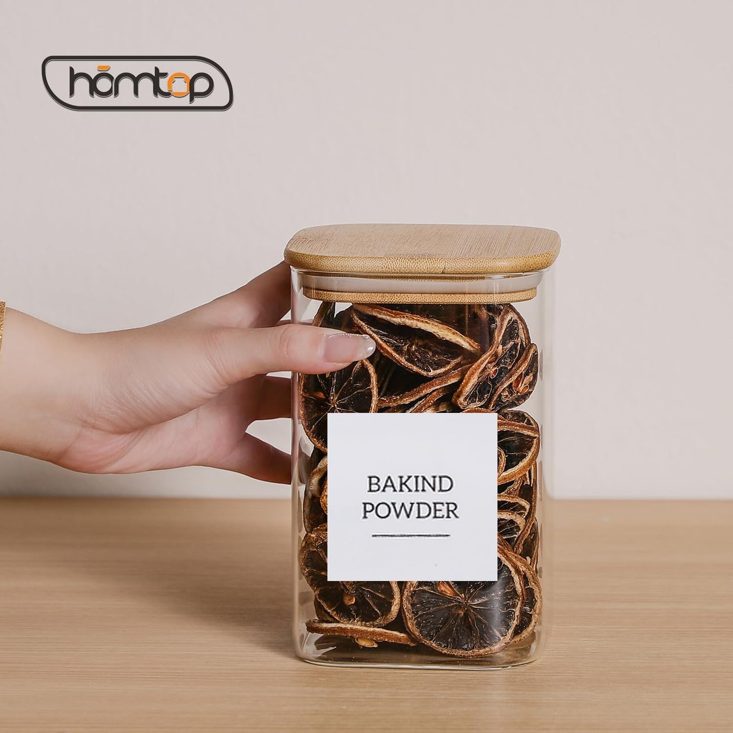 Glass Food Storage Containers with Lids 6 Pack 4 Inch Wide Mouth, 34 Oz High Borosilicate Glass Jars for Coffee Bean, Candy, Cookie, Flour, Square