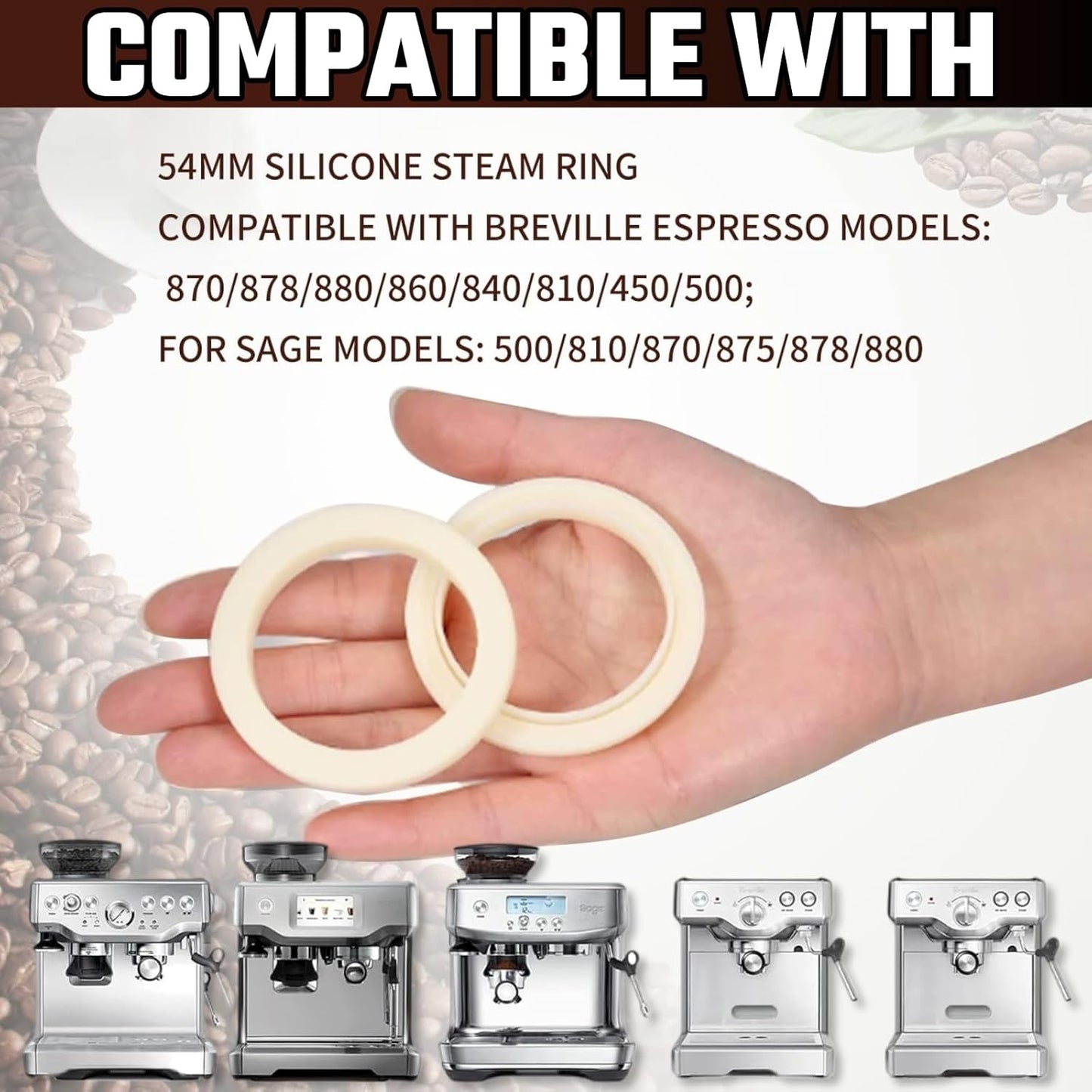 54MM Silicone Steam Ring 2PCS，Brevilles Gasket Replacement for Breville Espresso Machine Parts Breville Espresso Machine Accessories 878/870/860/840/810/500/450 and Sage 500/870/875/880/810/878