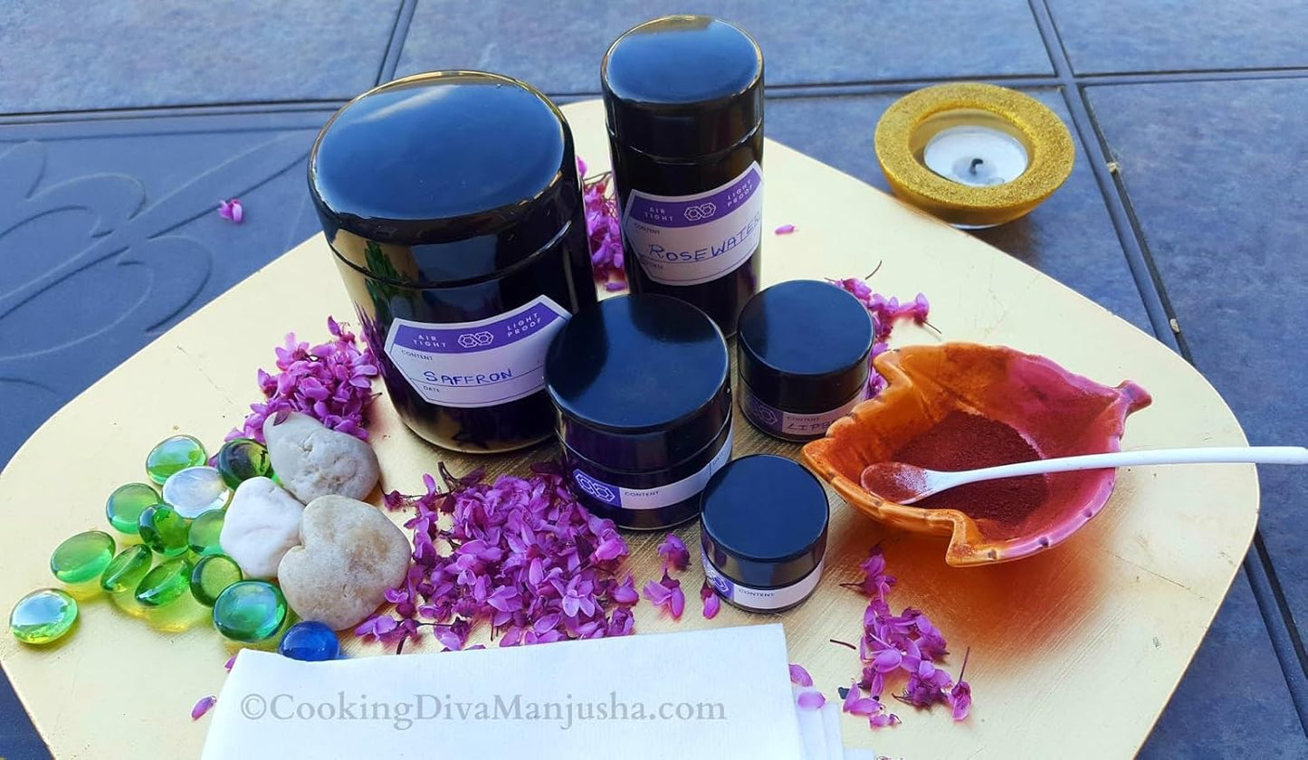 Infinity Jars, Premium Airtight Ultraviolet Glass Jar 250  ML (8.3 fl oz) Pack 3 Smell Proof, Antistatic, Light Blocking Container for Herbs, Coffee, Tea & Spices Durable, Travel-Friendly Storage