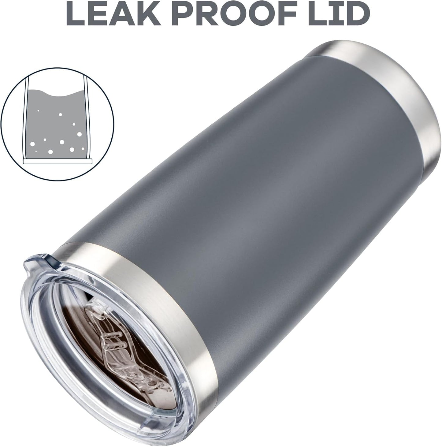 20 oz Tumbler with Lid Stainless Steel Double Wall Vacuum Insulated Tumblers Powder Coated Cups Travel Mug Keep Drinks Cold and Hot, Grey