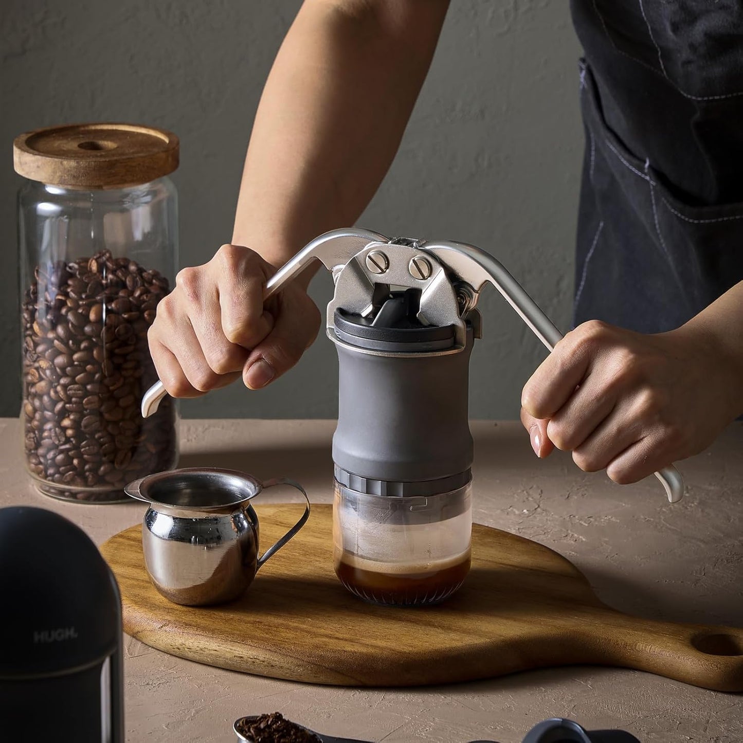 Leverpresso V4 Portable Lever Espresso Maker – Manual Espresso Machine with 51mm Ridgeless Filter Basket, Double Shot, Non-Pressurized, Perfect for Camping & Travel – by HUGH (Non- pressurized Filter)