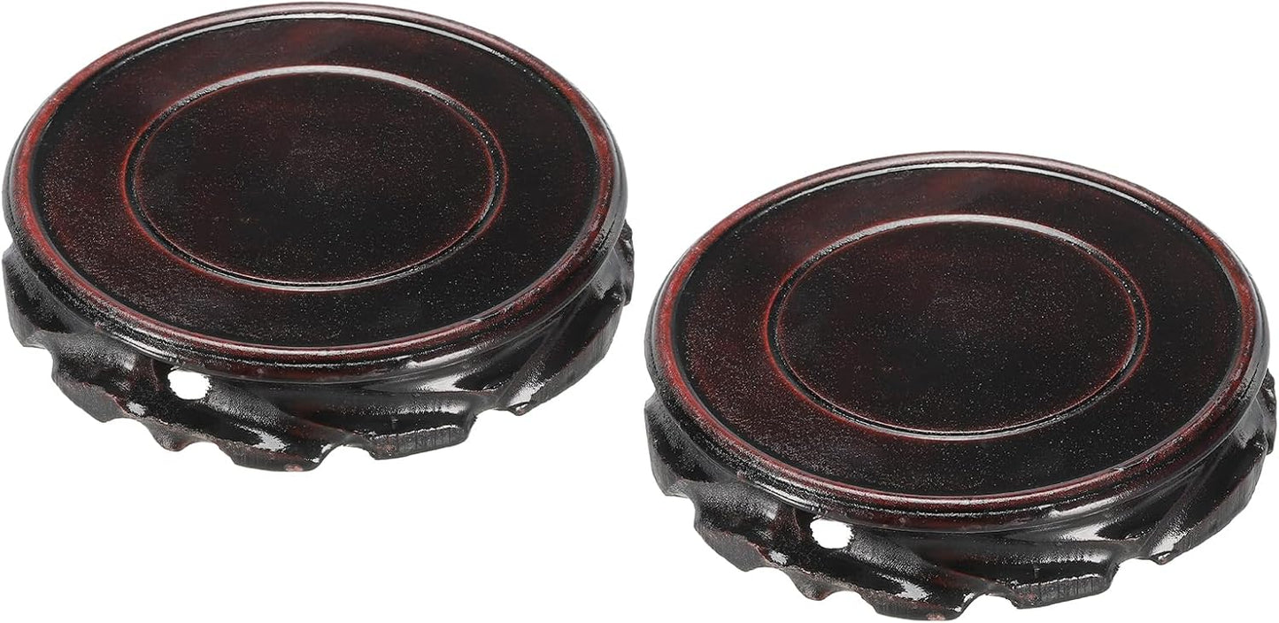 MECCANIXITY Wooden Display Stand Base Stand Holders 110mm/4.33 inch Diameter Black for Vase Bonsai Stone Furniture Stable Home Decoration Pack of 2