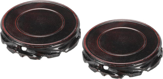 MECCANIXITY Wooden Display Stand Base Stand Holders 110mm/4.33 inch Diameter Black for Vase Bonsai Stone Furniture Stable Home Decoration Pack of 2