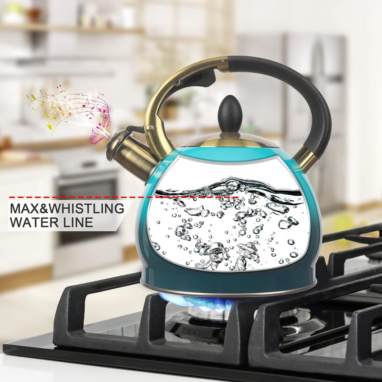 3Quart Whistling Tea Kettle Classic Teapot Stainless Steel Teakettle with Cool Grip for Stovetop