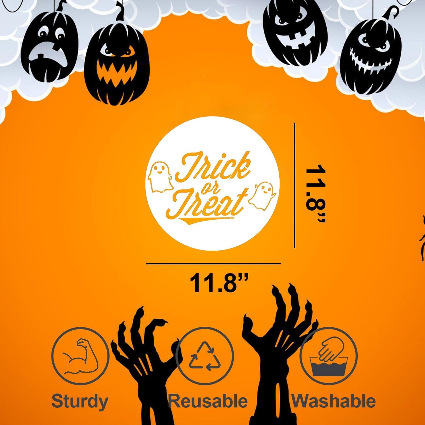 Halloween Stencils for Painting 12inch Large Reusable Halloween Stencil for Door Hanger Round Skeleton Ghost Boo Templates for Wood Walls Windows Door Mat Fabric