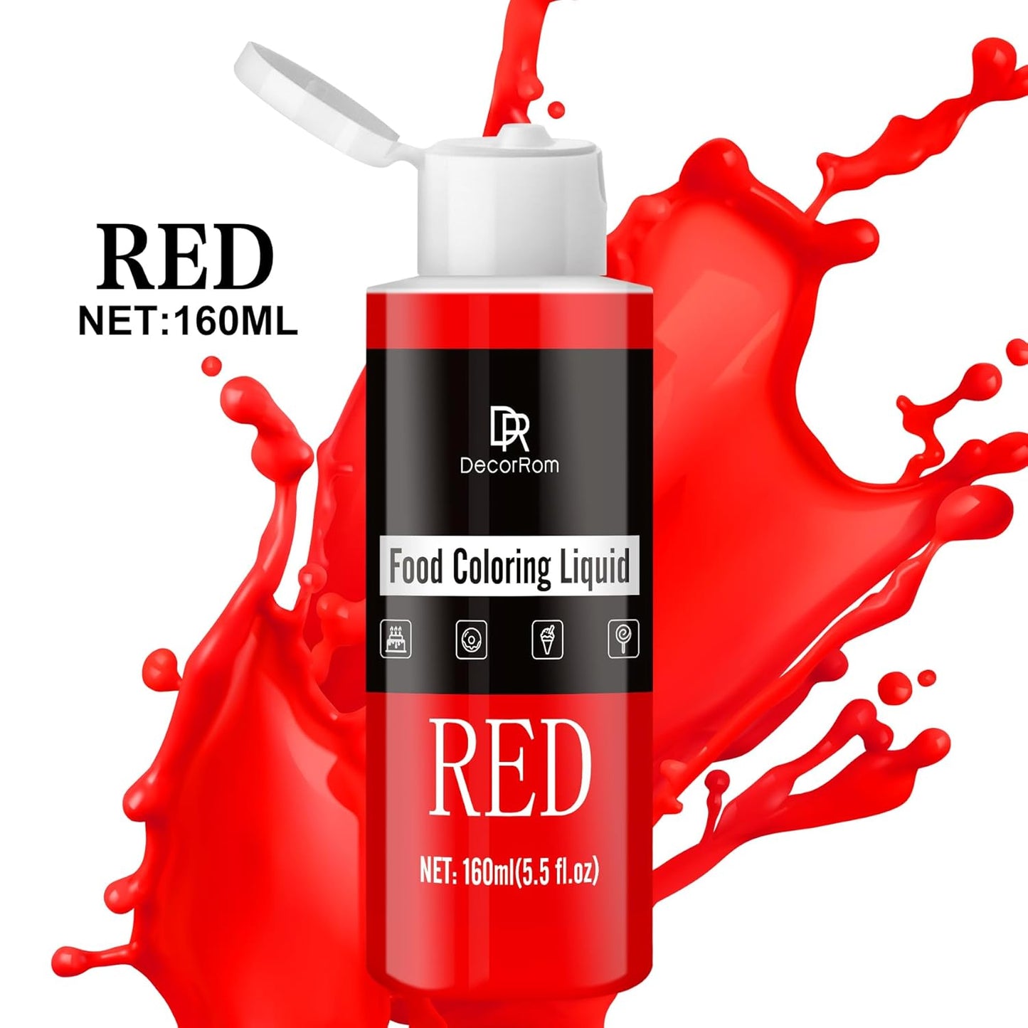 Food Coloring - Vibrant Liquid Icing Food Coloring Set for Baking, Cake Decorating, Easter Egg, Airbrush - Tasteless Food Color Dye for Fondant, Slime, DIY Crafts - 5.5 Fl.oz / 160ml Each (Red)