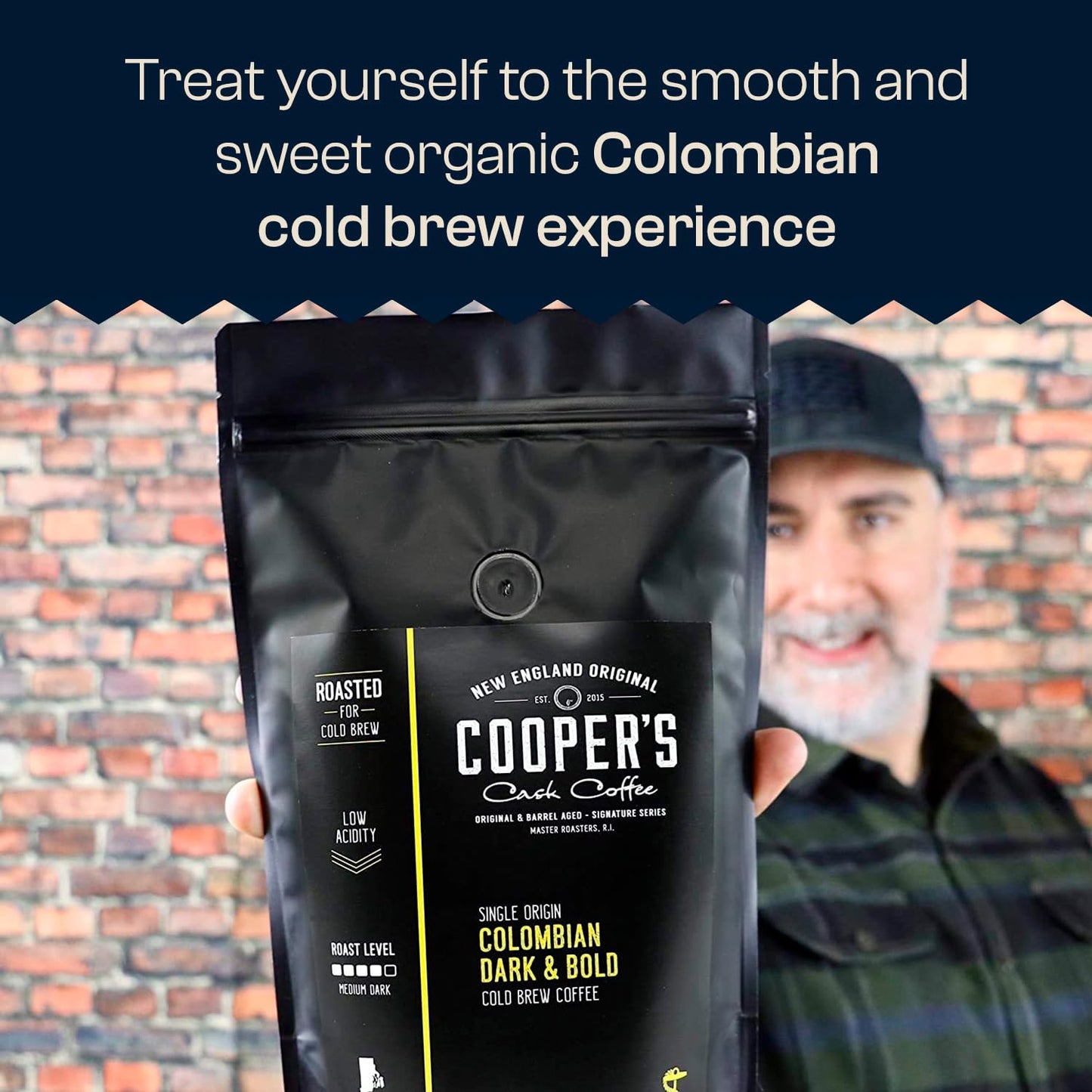Cold Brew Coffee Colombian Reserve Single Origin Coarsely Whole Bean Coffee - 5 lb. Bag - Dark Roast
