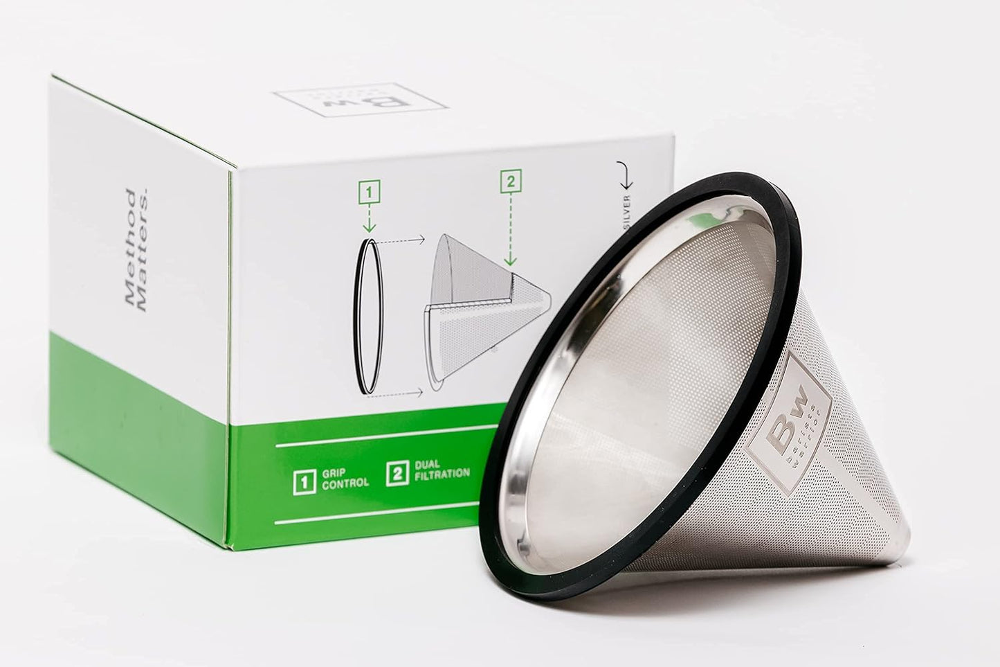 Barista Warrior Compatible for Chemex & Hario V60 Pour Over Coffee Filters - Reusable Stainless Steel - Best Coffee Maker and Bar Accessories (Silver)