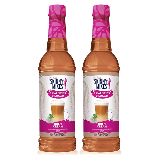 Jordan's Skinny Syrups Sugar Free Coffee Syrup, Irish Cream Flavor Drink Mix, Zero Calorie Flavoring for Lattes, Protein Shake, Food & More, Gluten Free, Keto Friendly, 25.4 Fl Oz, 2 Pack