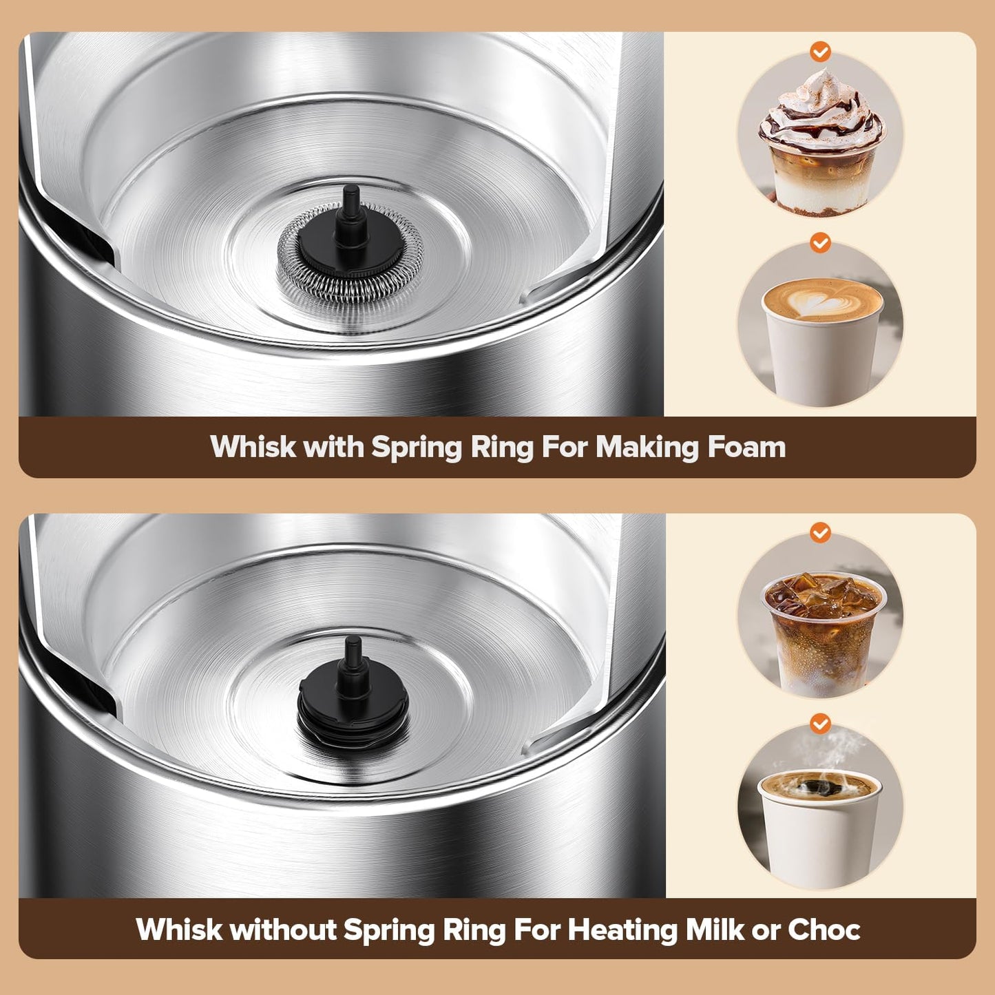 Milk Frother and Steamer, Large Capacity Detachable Electric Milk Frother, Automatic Warm and Cold Foam Maker, Hot Chocolate Maker, BPA Free