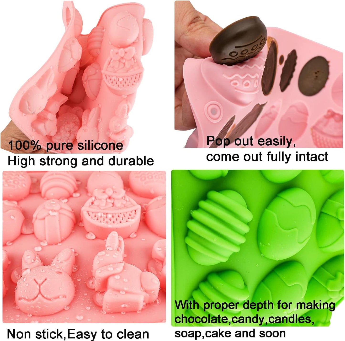 Easter Egg Silicone Mold for Chocolate 5 Packs Egg Shaped Mold Baking Pan for Easter Party Hot Chocolate Bombs Fondant Candy Jelly Dome Mousse Cake Topper Making