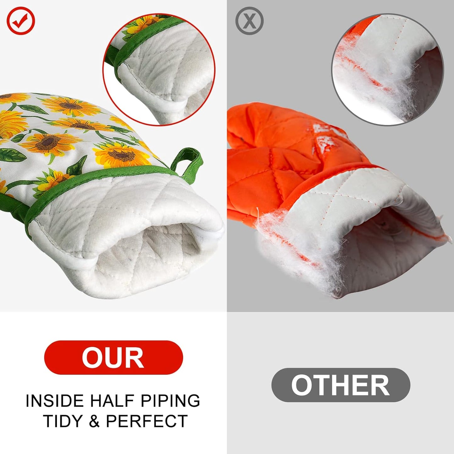 Oven Mitts and Potholders Dish Towles Set 100% Cotton for Perfect for Gifting, Baking, and Everyday Cooking Durable Heat Resistant for Kitchen and Machine Washable (3-Piece Sunflower)